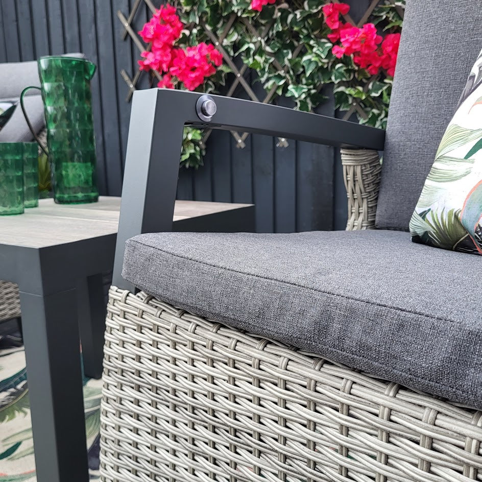 Reclining Outdoor Bistro Set in Grey - Kendal By Vila