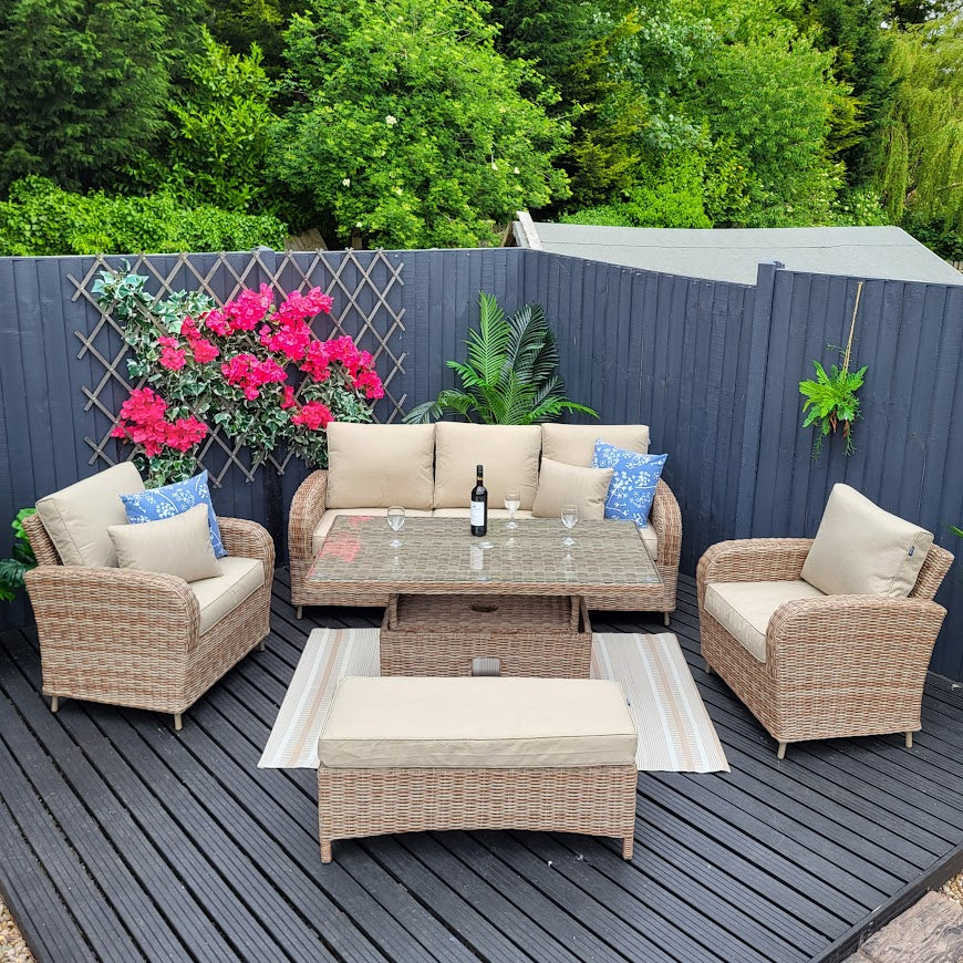 Extending rattan deals garden table