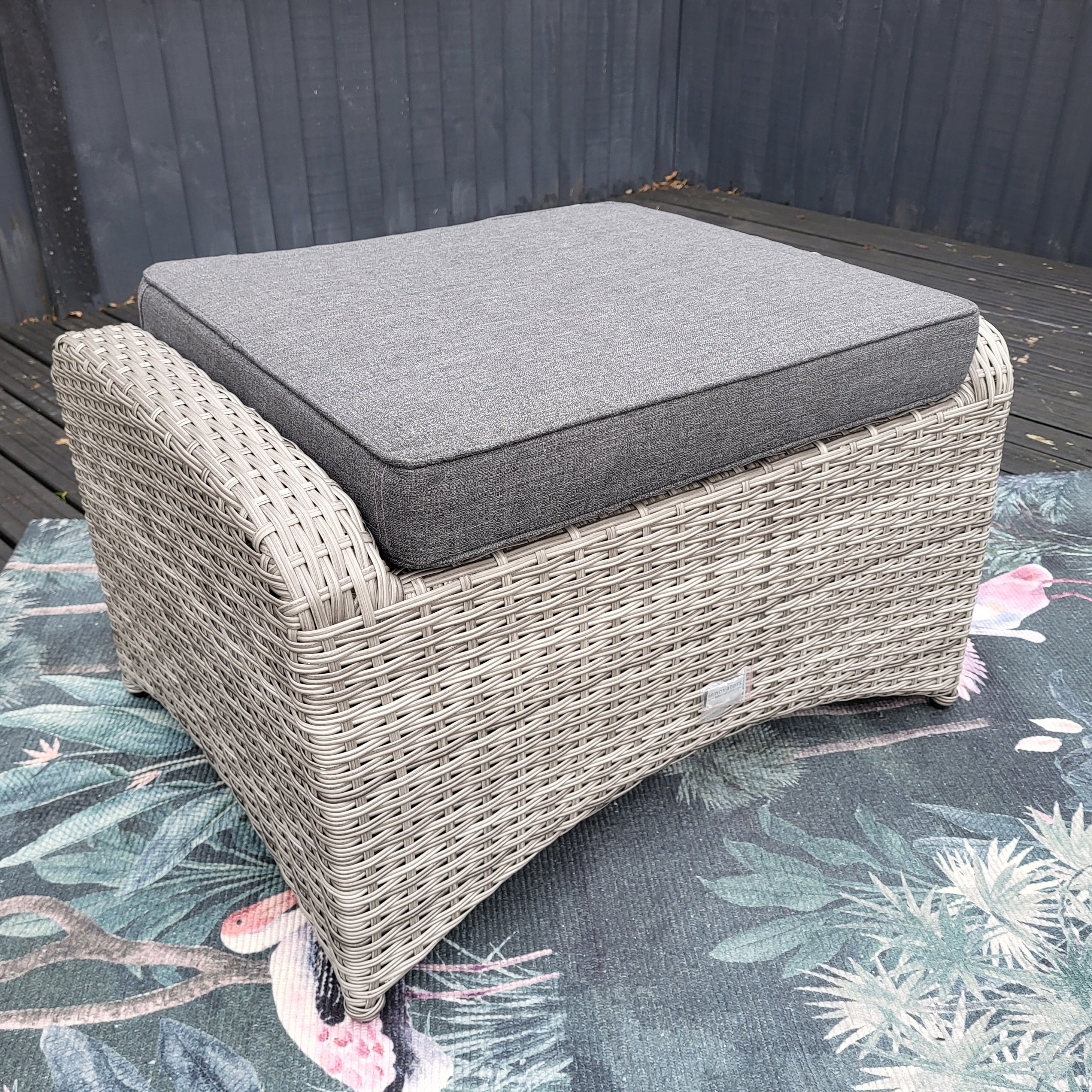 Bowness Outdoor Ottoman in Grey | Vila