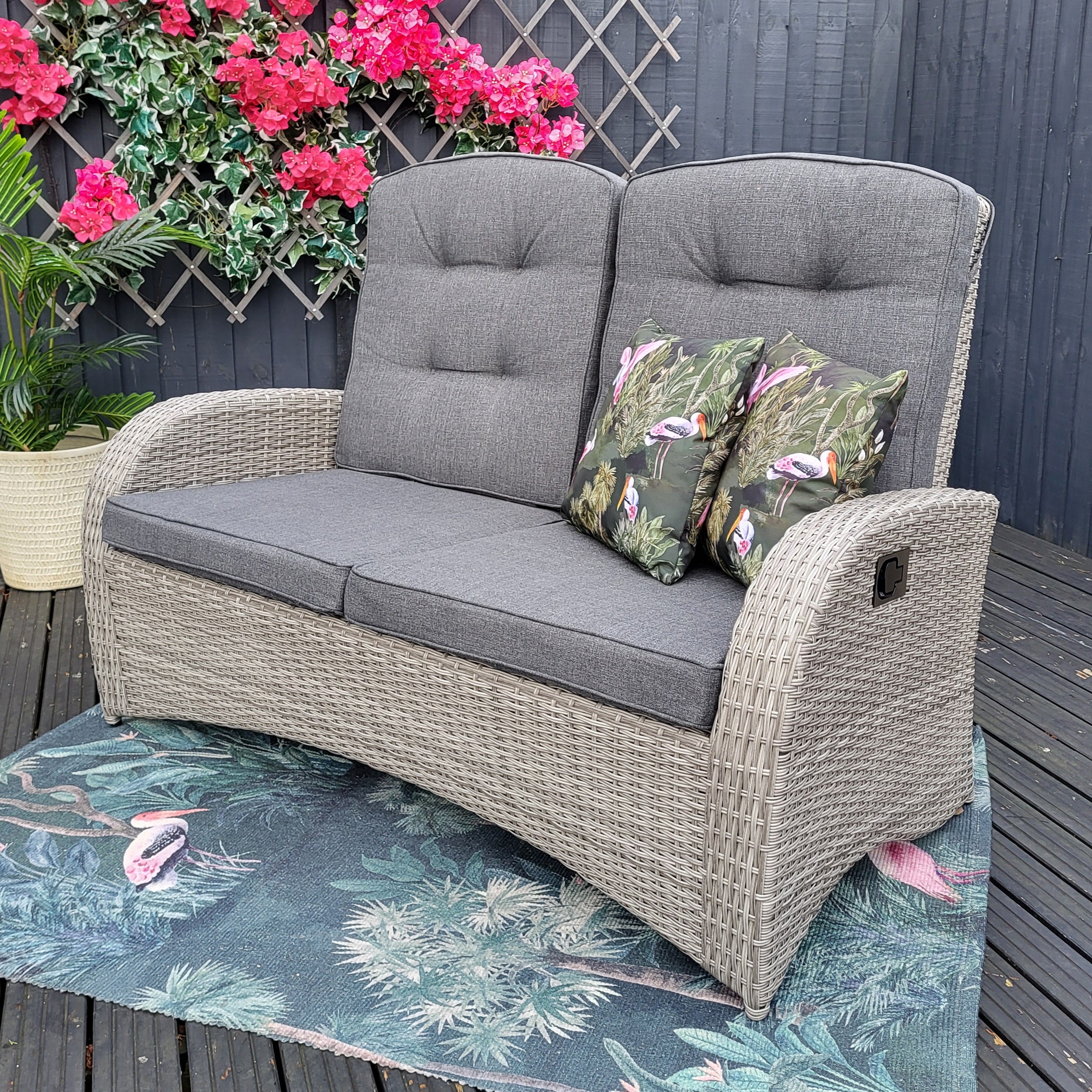 Bowness Outdoor Reclining 2 Seat Sofa in Grey | Vila