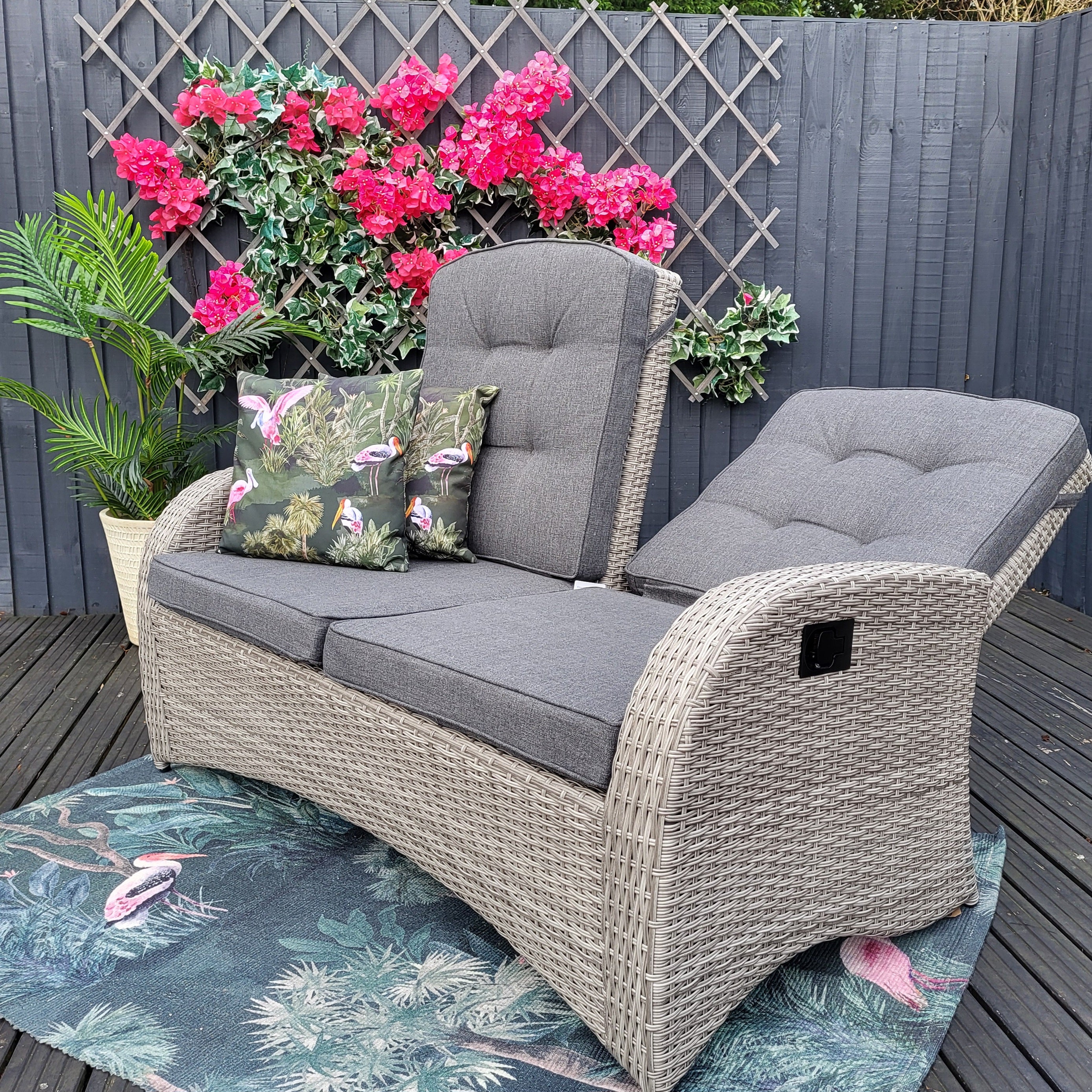 Bowness Outdoor Reclining 2 Seat Sofa in Grey | Vila