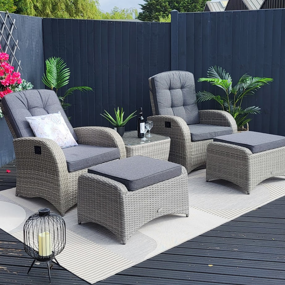 Outdoor Reclining Bistro Set in Grey - Bowness By Vila