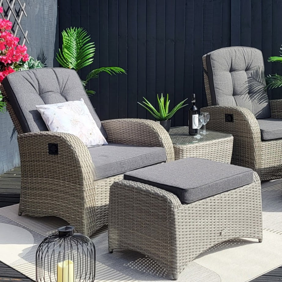 Outdoor Reclining Bistro Set in Grey - Bowness By Vila
