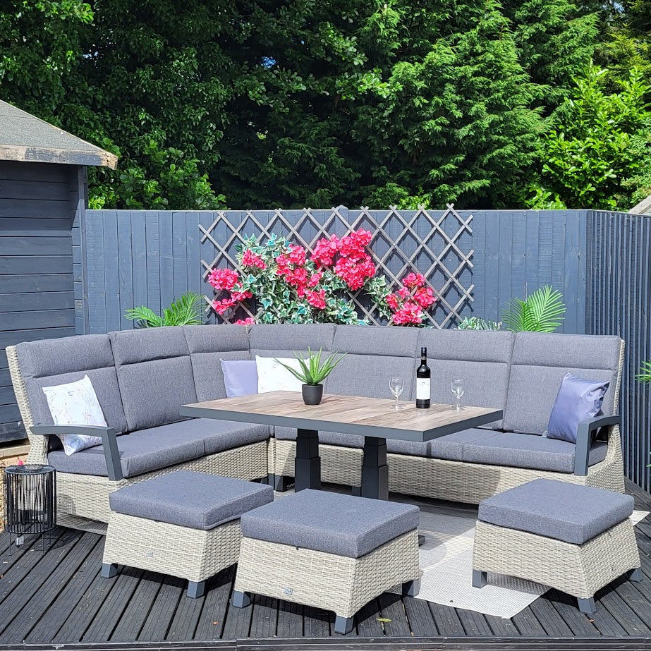 Outdoor Modular Corner with Adjustable Table in Grey - Kendal By Vila