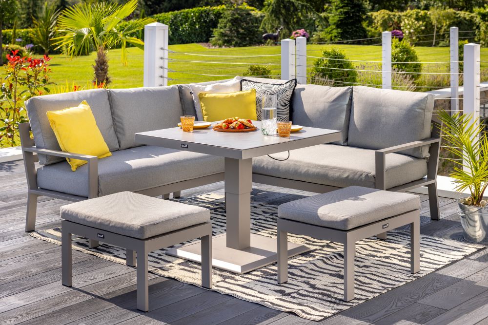 Outdoor Square Casual Corner Set with Adjustable Table & Benches - Rio By Hartman