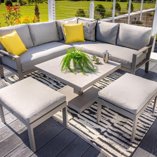 Outdoor Square Casual Corner Set with Adjustable Table & Benches - Rio By Hartman