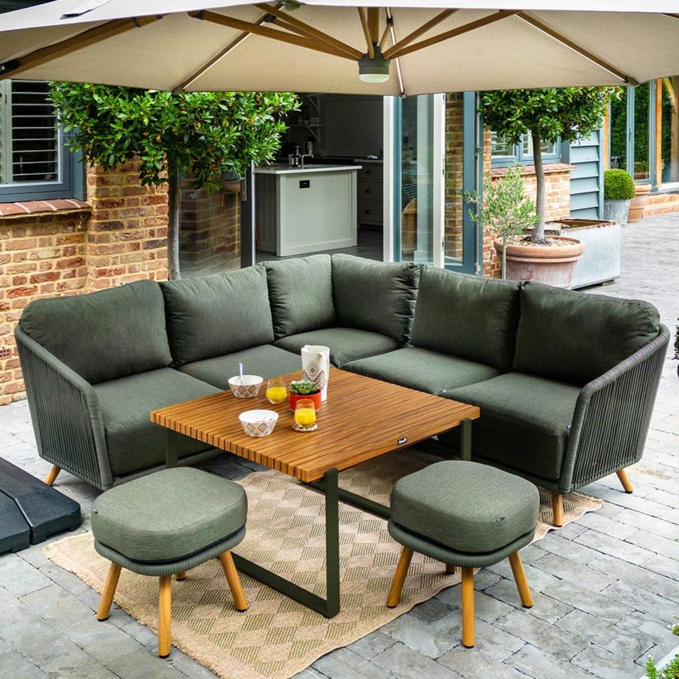 Outdoor Square Casual Corner Set with Seychelles Cantilever - Eden By Hartman