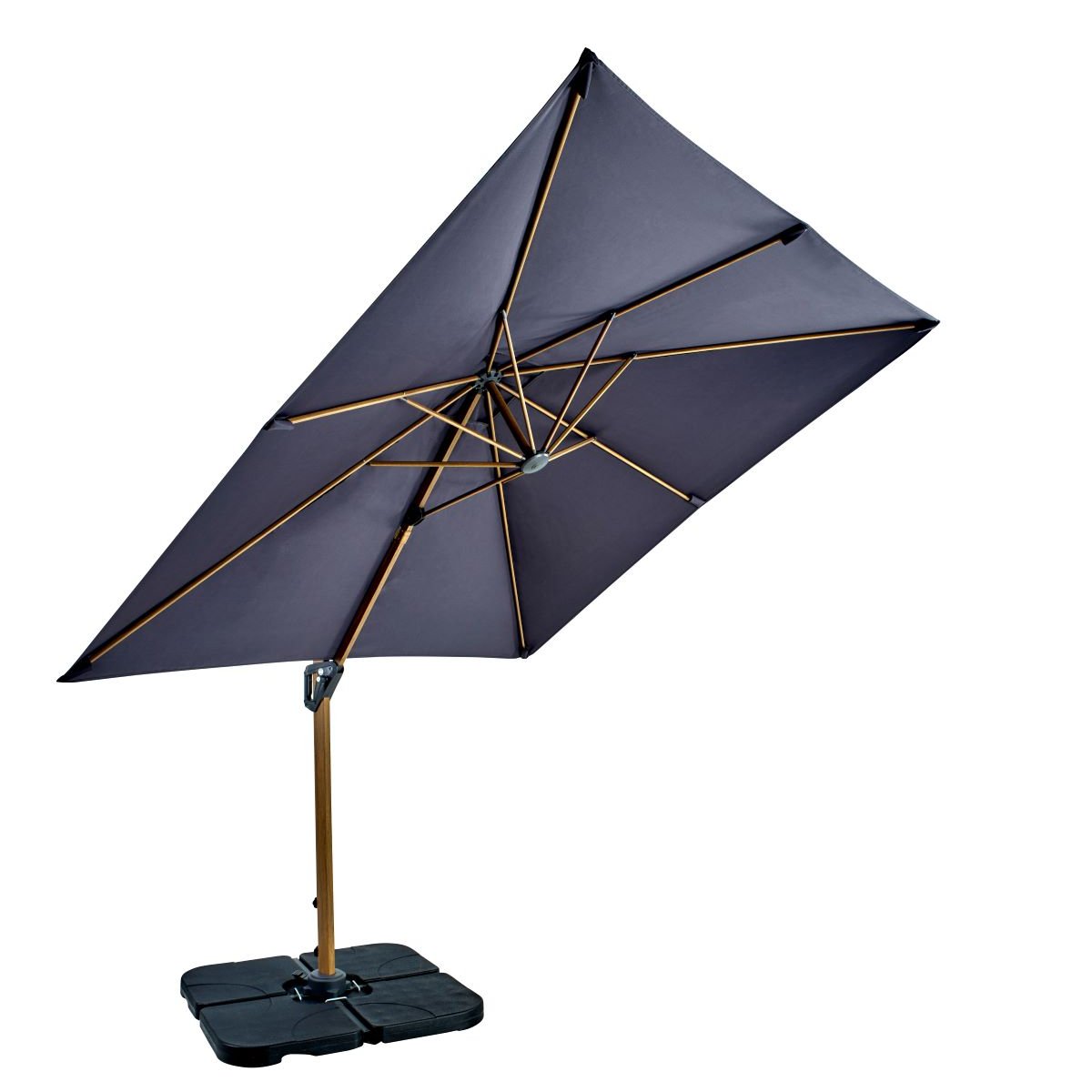 Aegean Square Cantilever Parasol Dark Grey with Resin Base - Hartman