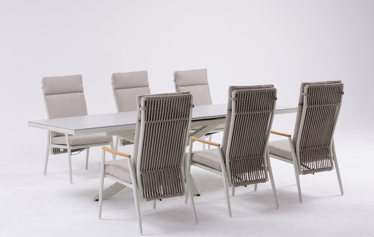 Outdoor 6 Seat Reclining Dining Set - Arnside By Vila