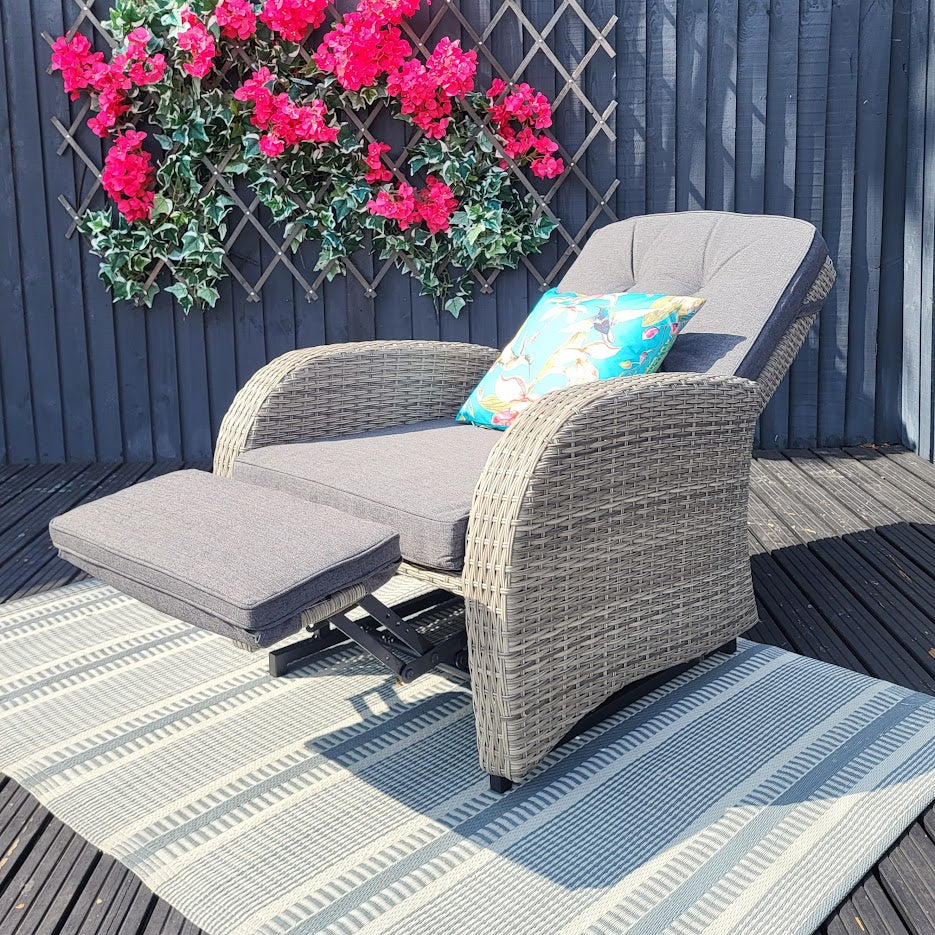 Bowness Rocking and Reclining Outdoor Chair Grey | Vila