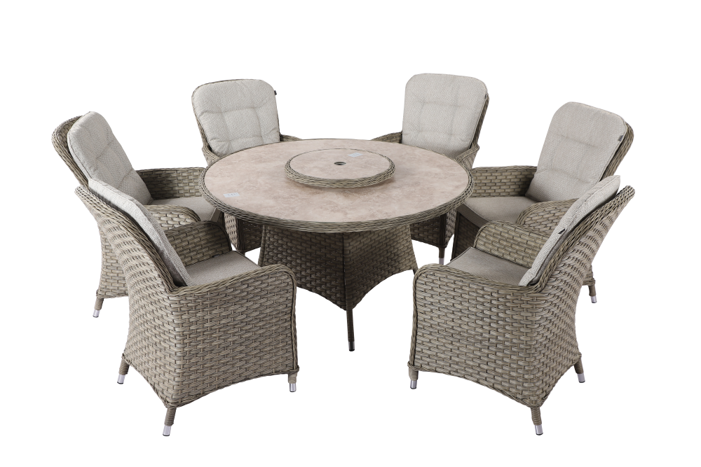 Outdoor 6 Seat Round Dining Set - Eton By Hartman