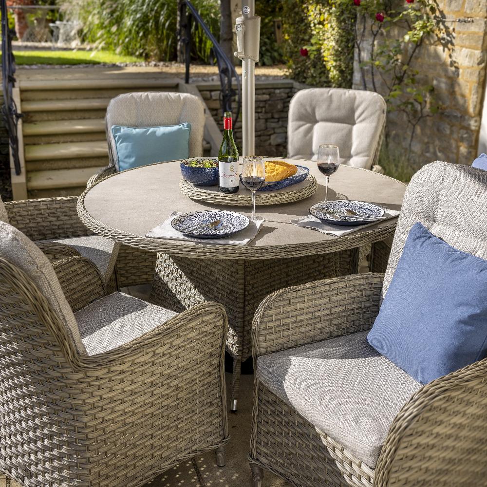 Outdoor 6 Seat Round Dining Set - Eton By Hartman