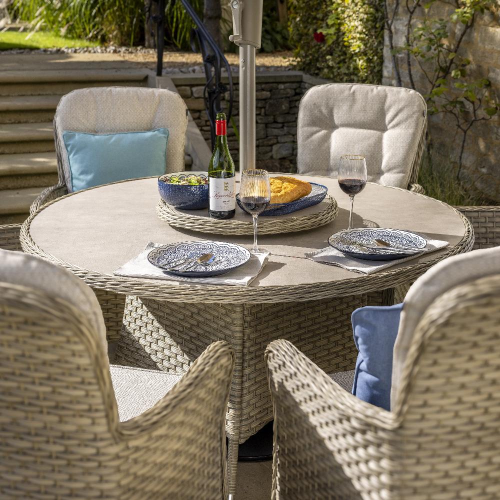 Outdoor 6 Seat Round Dining Set - Eton By Hartman