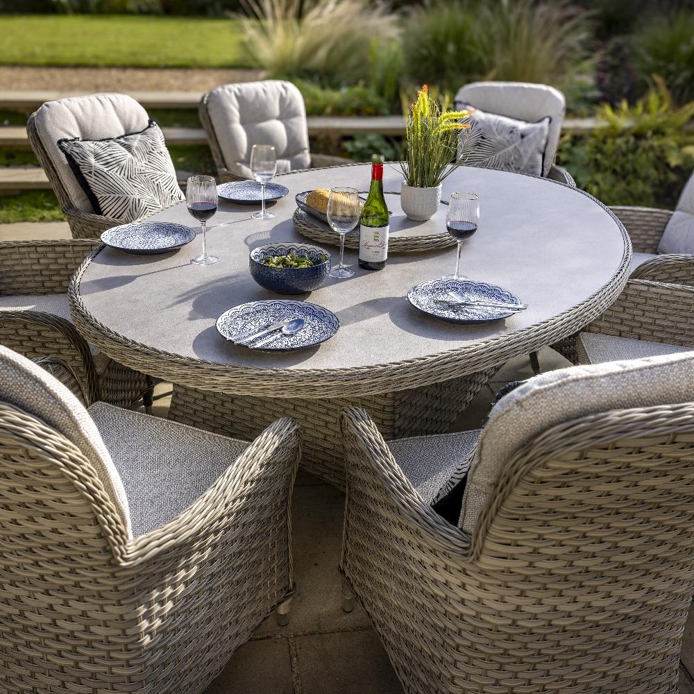 Outdoor 8 Seat Elliptical Dining Set - Eton By Hartman