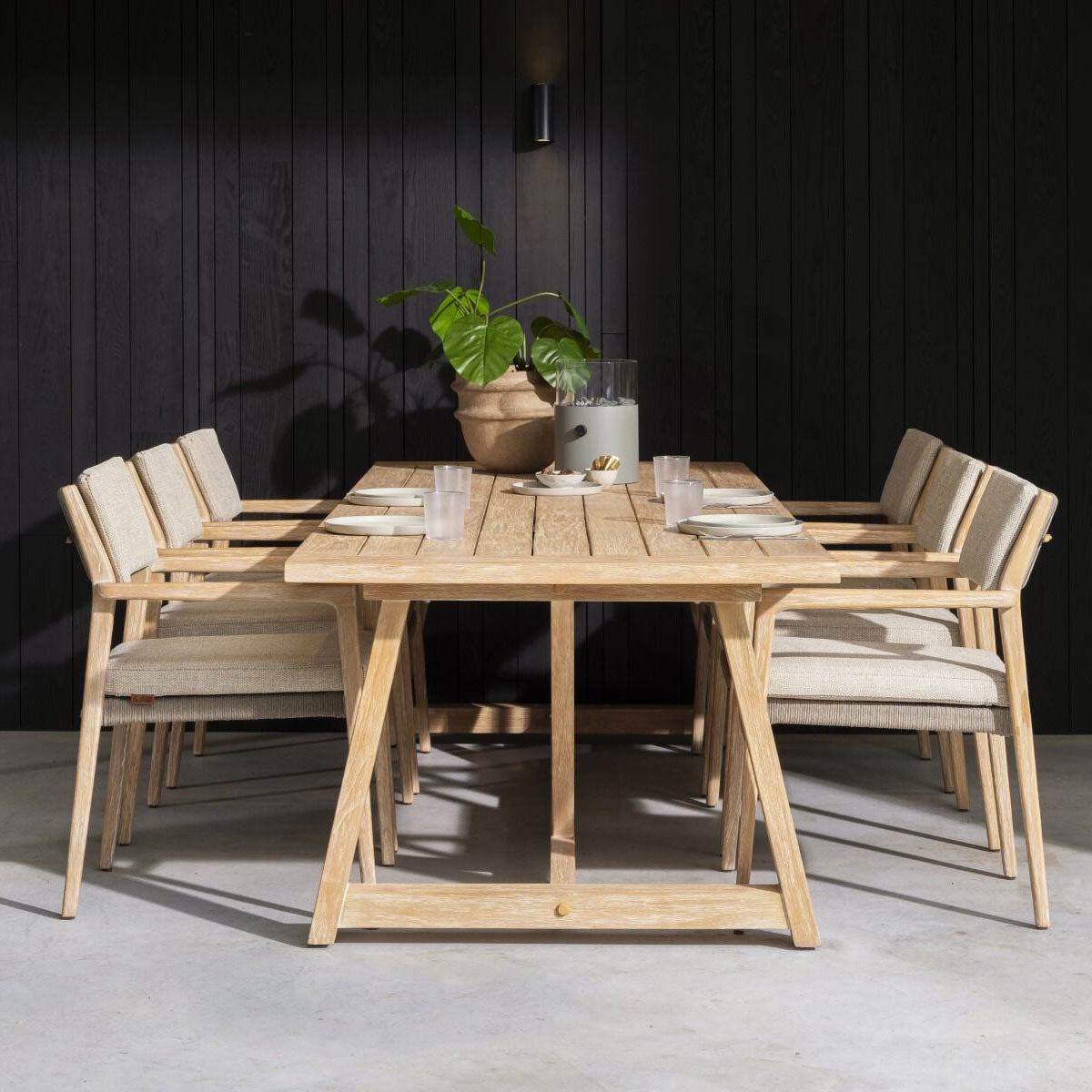 Julia 6 Seat Outdoor Dining Set with Noah Teak Table | 4 Seasons Outdoor