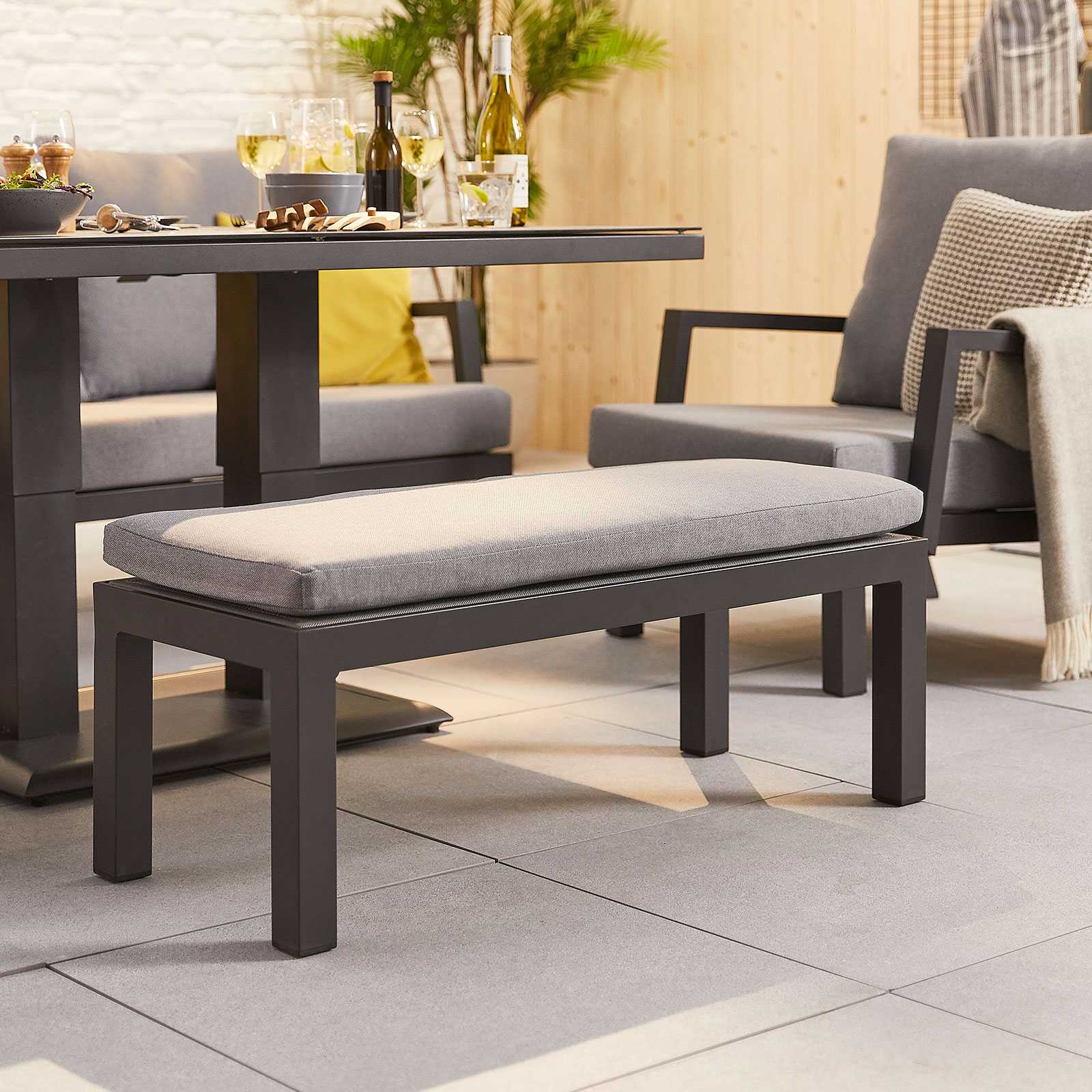 Vogue Aluminium Lounge Double Bench Grey | Nova