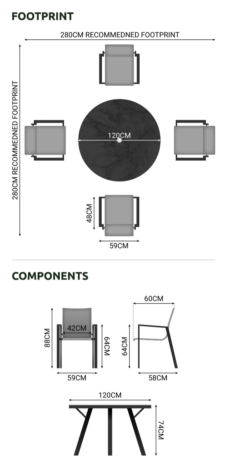 Roma 4 Seat Outdoor Dining Set by Nova