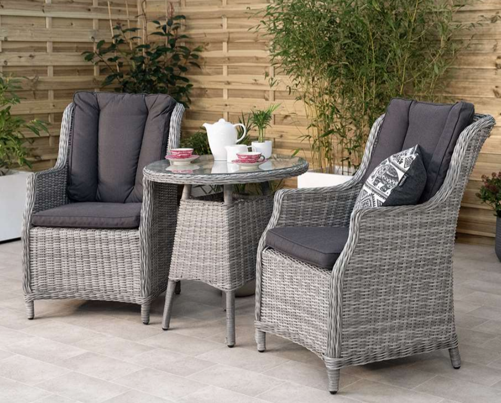 Wingback Outdoor Bistro Set in Grey - Club by Harbo