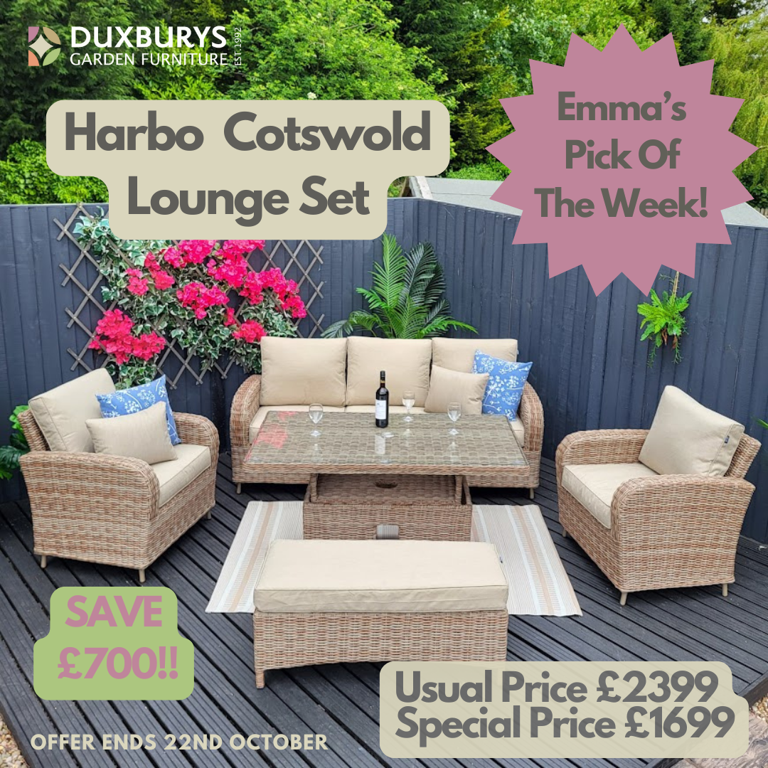 Outdoor Lounge Set with Adjustable Table - Haven Cotswold By Harbo