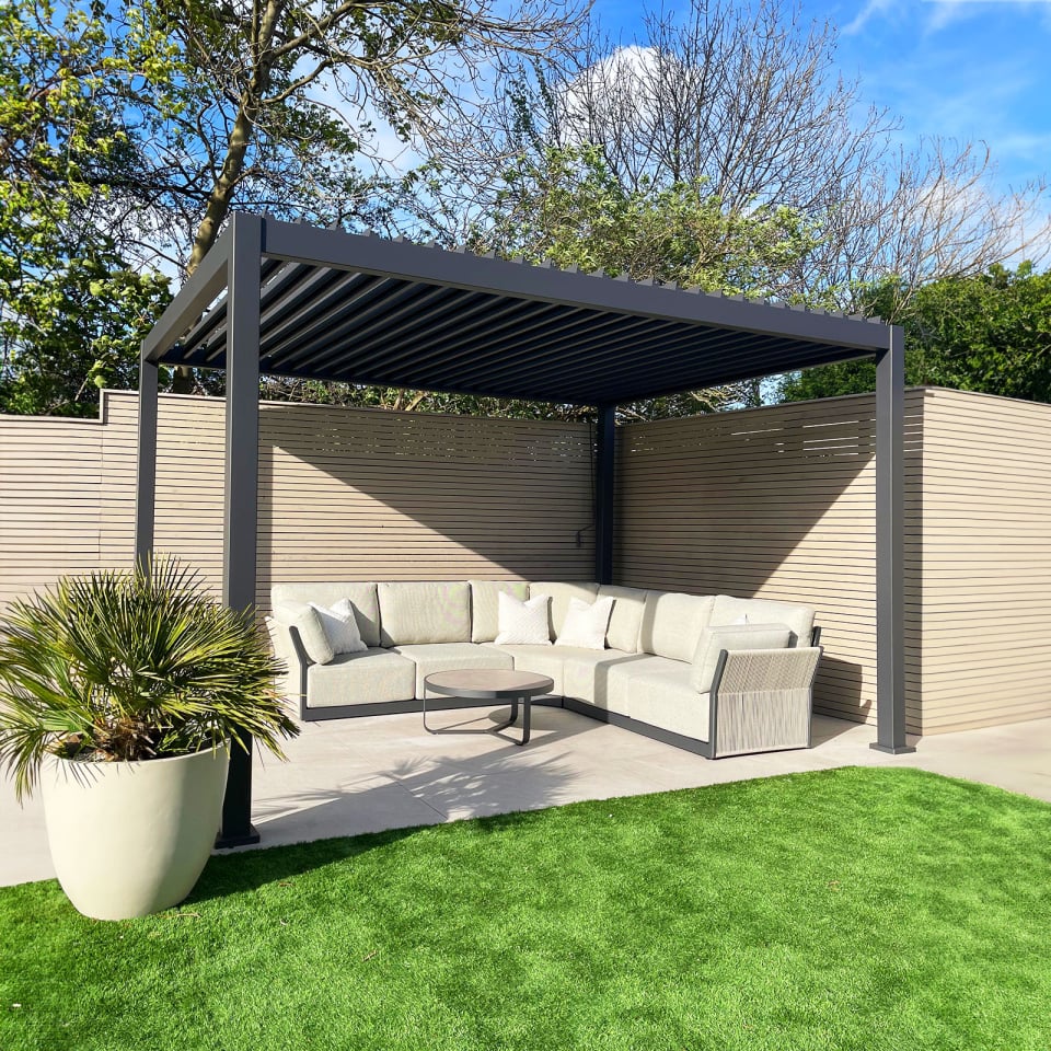 Aluminium 4m x 3.6m Pergola Grey - Titan By Nova