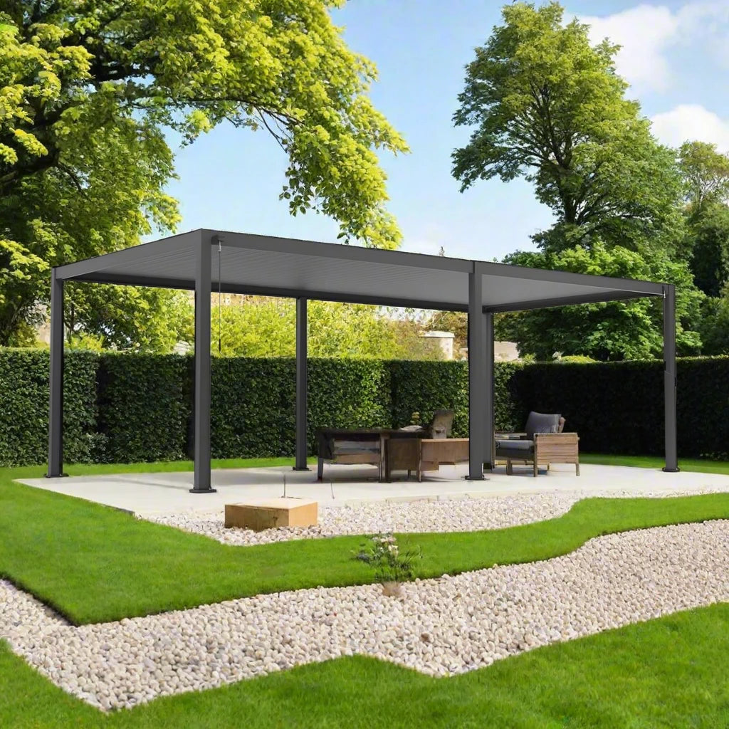 Aluminium 7.2m x 3.6m Pergola Grey - Titan By Nova