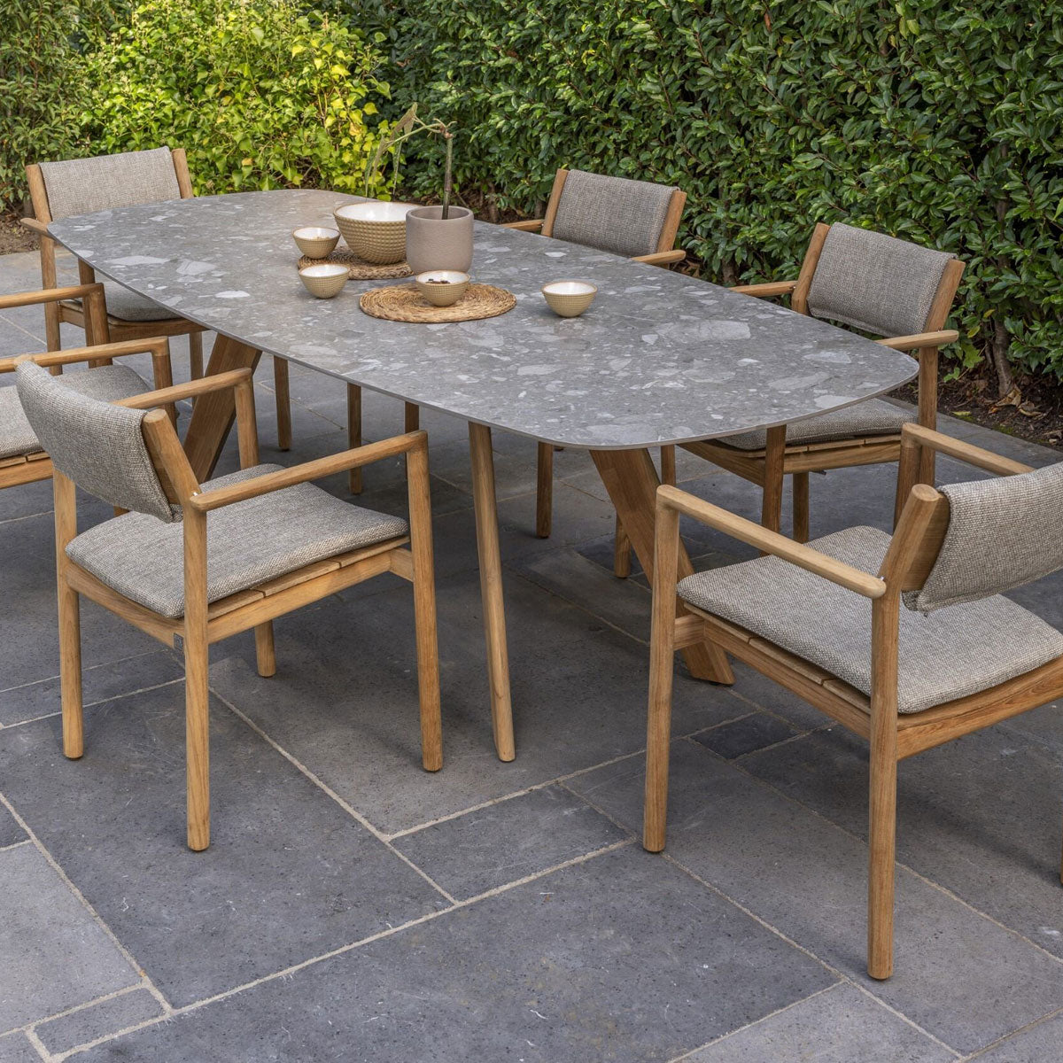 Levi 6 Seat Dining with Large Ceramic Montana Table | 4 Seasons Outdoor