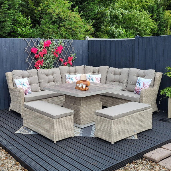 Corner rattan garden lounge set sale